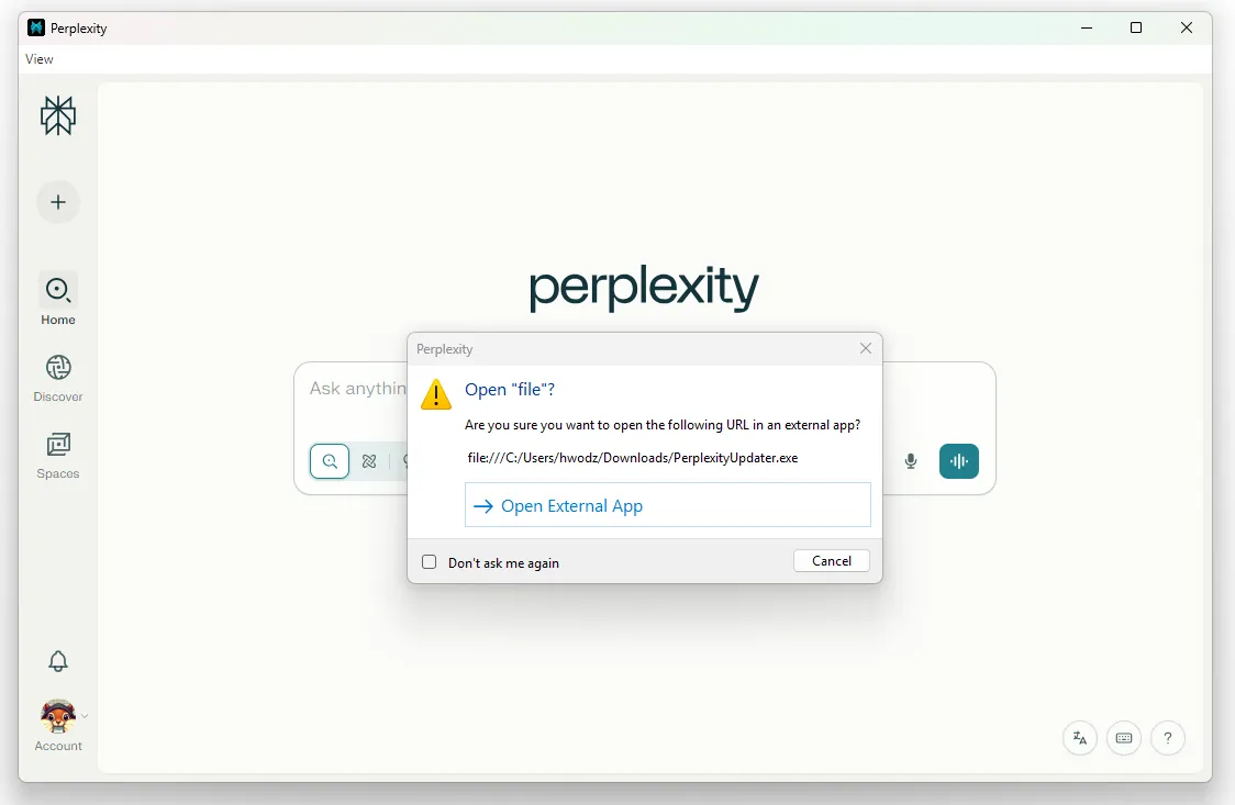Launching arbitrary executable via local path.